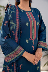 Winter Dhanak 3-Piece Suit with Full Embroidered Shawl – Teal