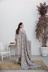 Winter Dhanak 3-Piece Suit with Full Embroidered Shawl – Frost Grey