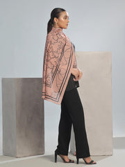 Floral Lawn Stole (Light Brown)