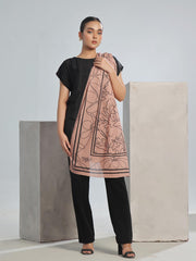 Floral Lawn Stole (Light Brown)