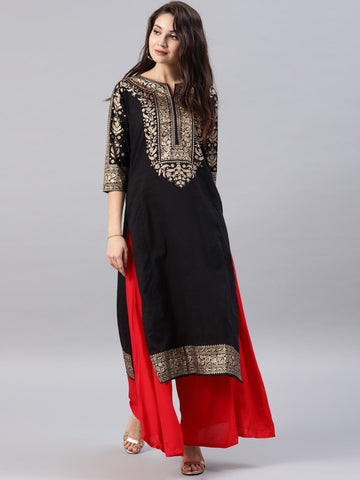 Black printed kurta Only D2037