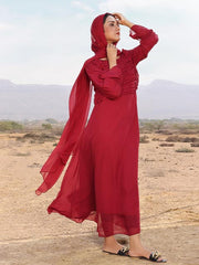 Candy apple red modest dress (MW-02)