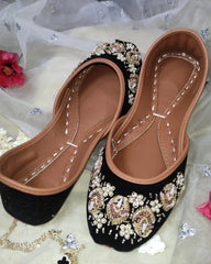 Black Embellished Velvet Khussa