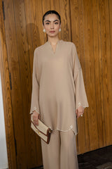 Embroidered Solid 2PC Dress - SP-04 Skin