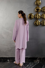 Embroidered Solid 2PC Dress - SP-04 Lavender
