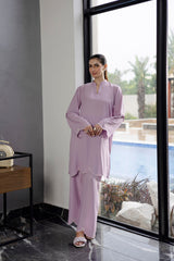 Embroidered Solid 2PC Dress - SP-04 Lavender