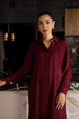 Solid 2PC Dress - SP-02 Wine