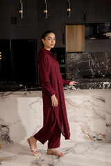 Solid 2PC Dress - SP-02 Wine