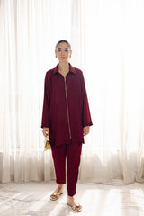 Solid 2PC Dress - SP-08- Wine