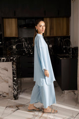 Embroidered Solid 2PC Dress - SP-04 Ice Blue