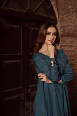 Raw Silk Frock-Teal