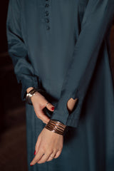 Raw Silk Frock-Teal