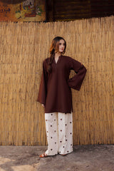 2PC Embroidered MSK 05 – Dark Brown