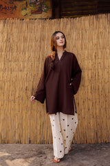 2PC Embroidered MSK 05 – Dark Brown