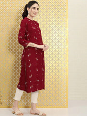Maroon Geometric Printed Kurta Only D2016