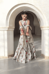 Little Girls Ishq Blockprinted Gharara Set Beige