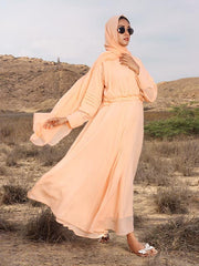 Natural calico modest abaya (MW-04)