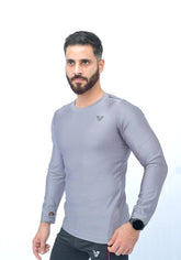 Full Sleeves Compression Tee Silver Grey