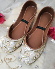 White Motia Embroidered Khussa