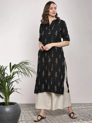Black Printed Kurta Set D2018
