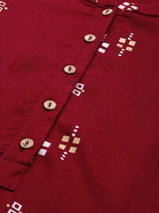Maroon Geometric Printed Kurta Only D2016
