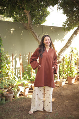 2PC Embroidered MSK 05 – Chocolate Brown