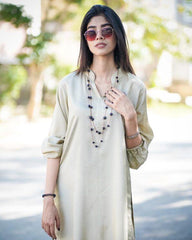 Beige Cotton Silk Suit