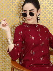 Maroon Geometric Printed Kurta Only D2016
