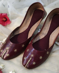 Maroon Zari Pure Leather Khussa