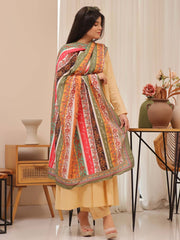 Phool Stripe Silk Odhni (Light Multi)