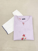 Lilac 2pc Embroidered Slub Khadder