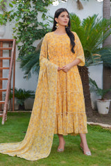 Yellow Pleats Maxi