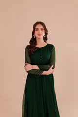 Bottle Green Chiffon Dress