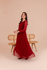 Maroon Chiffon Dress