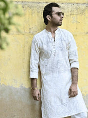 Imperial Off White Embroidered Kurta Trouser for Weddings