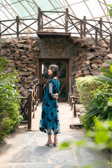 Applique Mesh Flare Dress - Sea Green 3PC