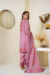 Mauve Pink Embroidered Viscose 3-Piece Suit – Ready to Wear
