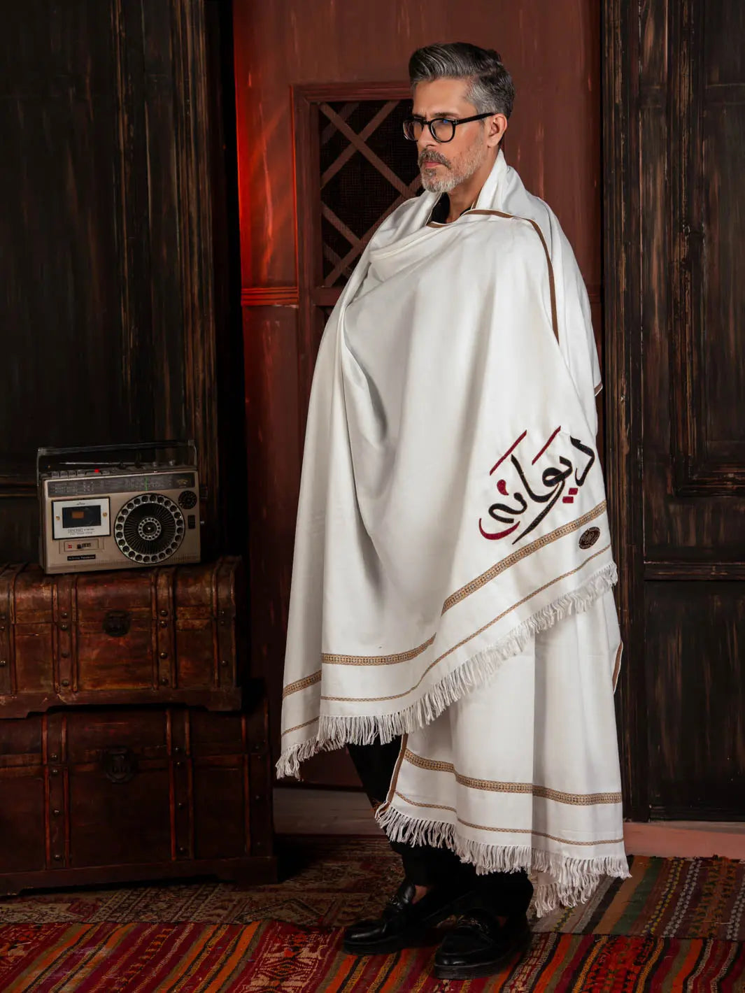 Deewana Shawl | Embroidered | White TNG by MD