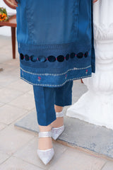 SAPPHIRE BLUE - PRET 3PC Embroidered Dress