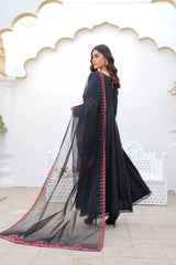 BLACK - PRET 3PC Embroidered Dress