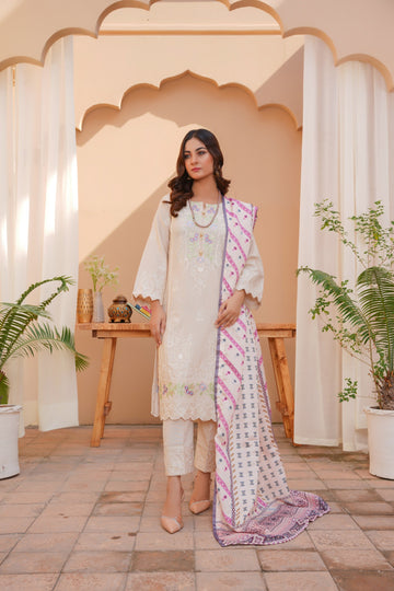 Karandi pret beige 3-piece - ready to wear - Threads & Weaves