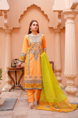 3 PC Embroidered Lawn Dress
