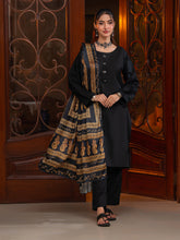 Ajrak Batik Stole | Gold & Black