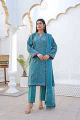 3 Pc Embroidered Lawn Suit
