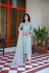 Karandi embroidered dress - unstitched 3-piece suit - Threads & Weaves