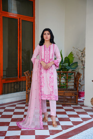Karandi embroidered dress - unstitched 3-piece suit - Threads & Weaves