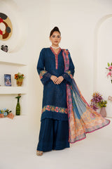 Zinc Embroidered Viscose 3-Piece Pret Suit with Multicolor Dupatta