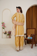 Golden Mustard Embroidered Viscose 3-Piece Pret Suit