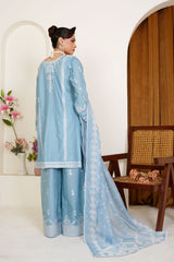 Powder Blue Embroidered Lawn 3-Piece Pret Suit