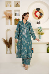 Teal elegance lawn suit 2-piece - ready to wear - Threads & Weaves